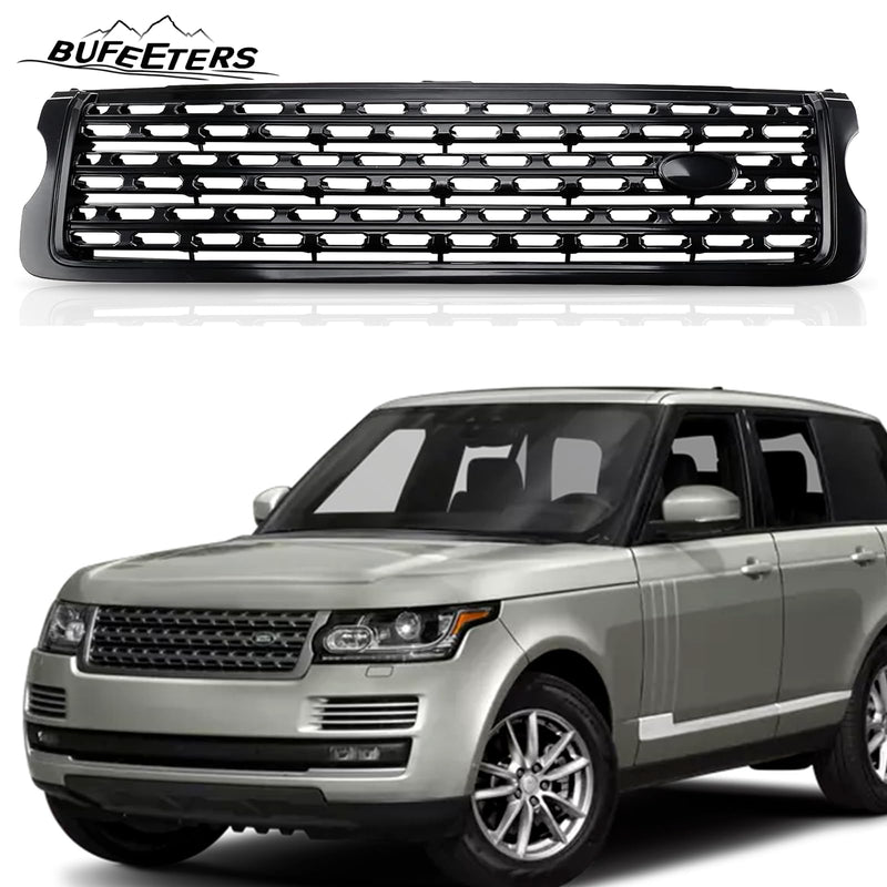 BUFEETERS Front Bumper Upper Grille Fit For 2013 2014 2015 2016 2017 Land Rover Range Rover,Gloss Black,LR052715