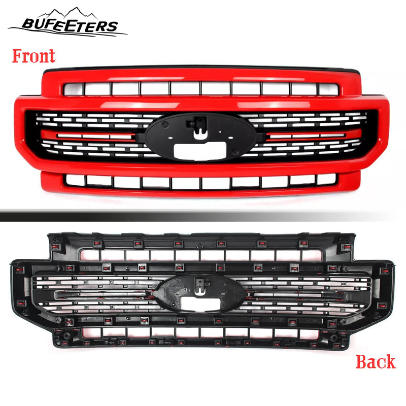 BUFEETERS Front Bumper Upper Grille Fit For 2020 2021 2022 F-250 F-350 F-450 F-550 Super Duty,Lariat Sport Style,PQ Race Red&Matte Black
