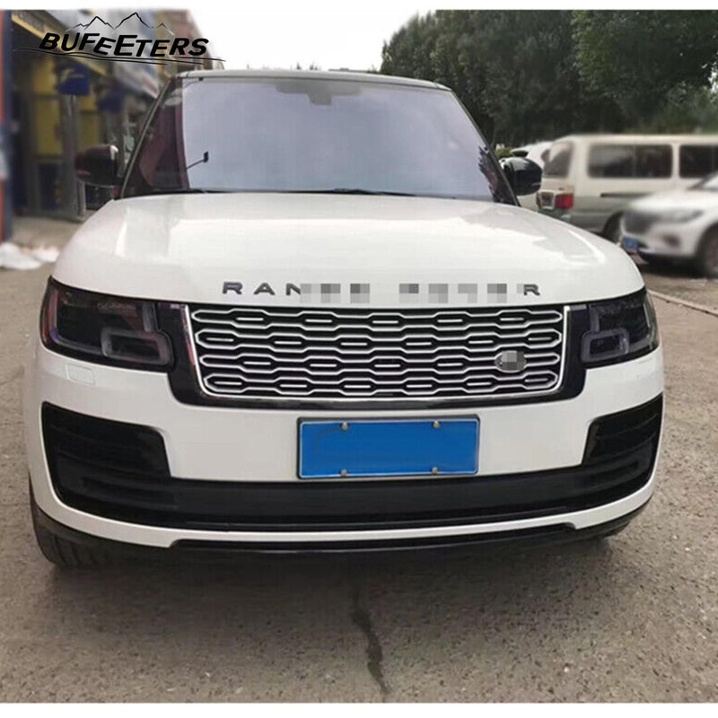 BUFEETERS   Front Grille Mesh Vent Cover Grill Bar Fit For Range Rover 2018+ SVA,Black&Silver