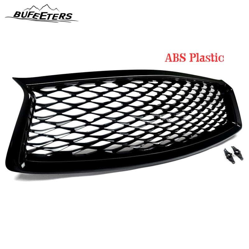 BUFEETERS   Front Bumper Upper Grille Fit For 2018 2019 2020 2021 2022 INFINITI Q50 Q50S W/Sensor Holes,Honeycomb Style,Gloss Black