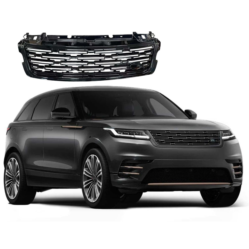 BUFEETERS  Front Bumper Upper Grille Fit For 2017 2018 2019 2020 2021 2022 2023 2024 Range Rover Velar,Mesh Style,Gloss Black