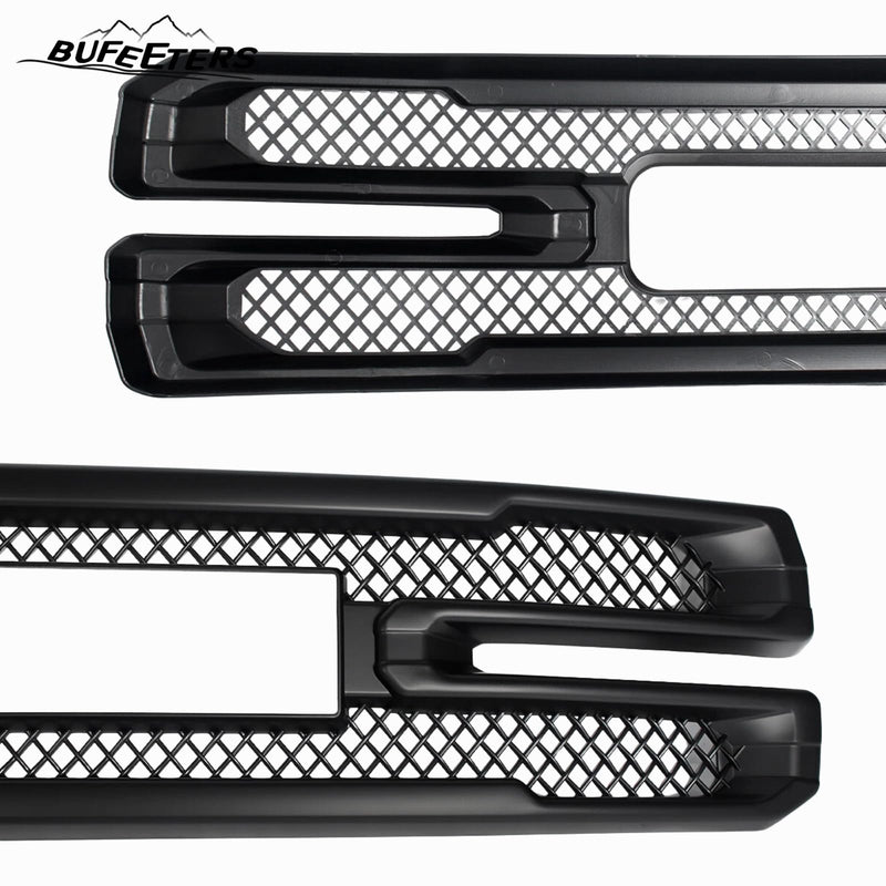 BUFEETERS Front Bumper Grille Covers Grill Overlay Fit For 2019 2020 2021 GMC Sierra 1500 SLT AT4,Factory Style,Matte Black