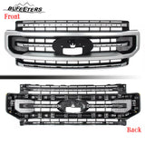 BUFEETERS Front Bumper Upper Grille Fit For 2020 2021 2022 F-250 F-350 Super Duty,Platinum Style,Brushed Satin Aluminum&Black
