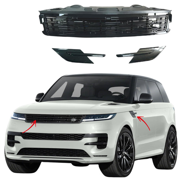 BUFEETERS  Front Upper Grille Side Vent Fit For 2023 2024 Land Rover Range Rover Sport,Mesh Style,All Black