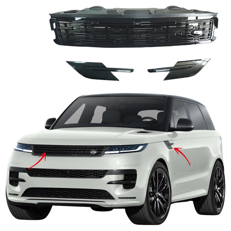 BUFEETERS  Front Upper Grille Side Vent Fit For 2023 2024 Land Rover Range Rover Sport,Mesh Style,All Black