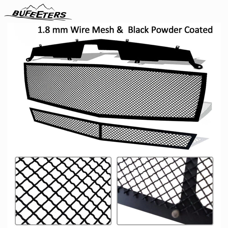 BUFEETERS  Front Bumper Stainless Steel Mesh Grille Fit For 2008 2009 2010 2011 2012 2013 Cadillac CTS/2011 2012 2013 CTS Coupe,Mesh Style,Black