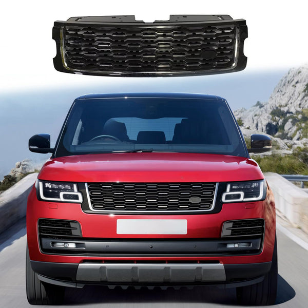 BUFEETERS   Front Grille Mesh Vent Cover Grill Bar Fit For Range Rover 2018+ SVA,Black&Silver
