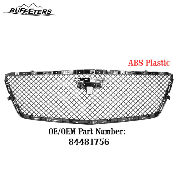 BUFEETERS  Front Bumper Upper Grille W/Camera Hole Fit For 2019 2020 Cadillac CT6,V Style,Gloss Black
