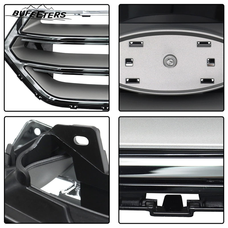 BUFEETERS  Front Upper&Lower Grill/Radiator Cover/Bumper Bracket Fit For 2015 2016 2017 2018 Ford Edge,Black&Silver