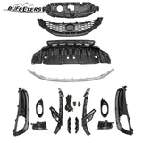 BUFEETERS  14PCS Front Bumper Upper Lower Grille Fog lights Bezel Fit For 2013 2014 2015 Honda Civic Sedan,Honeycomb Style,Chrome&Black