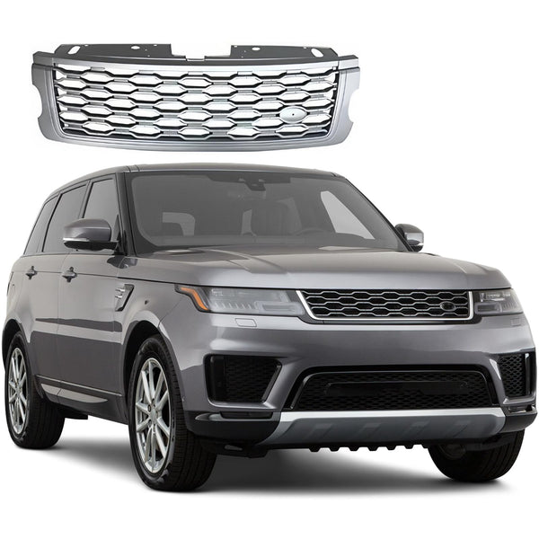 BUFEETERS Front Bumper Upper Grille Fit For 2018 2019 2020 2021 Land Rover Range Rover Sport,Mesh Style,Silver