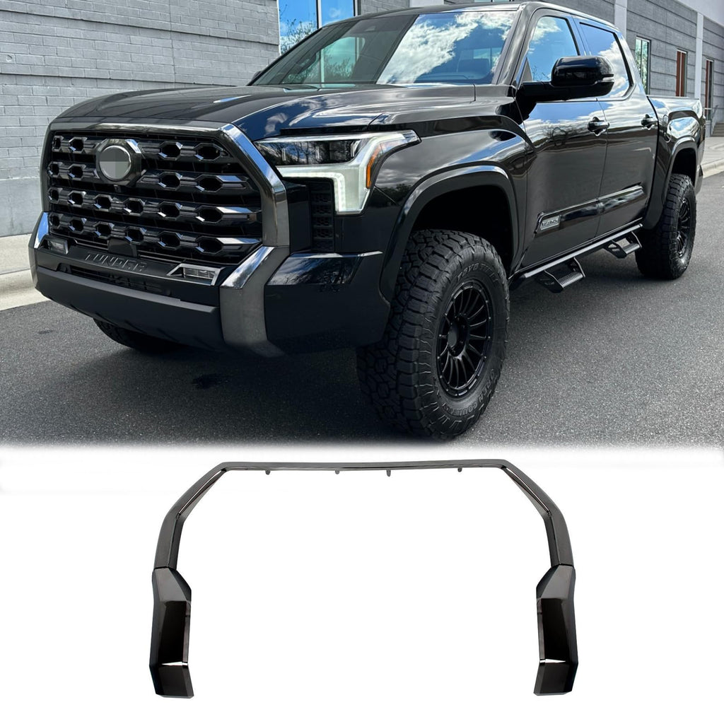 BUFEETERS Front Bumper Grille Trim Molding Fit For 2022 2023 2024 Toyota Tundra,Trim Style,Smoked Chrome