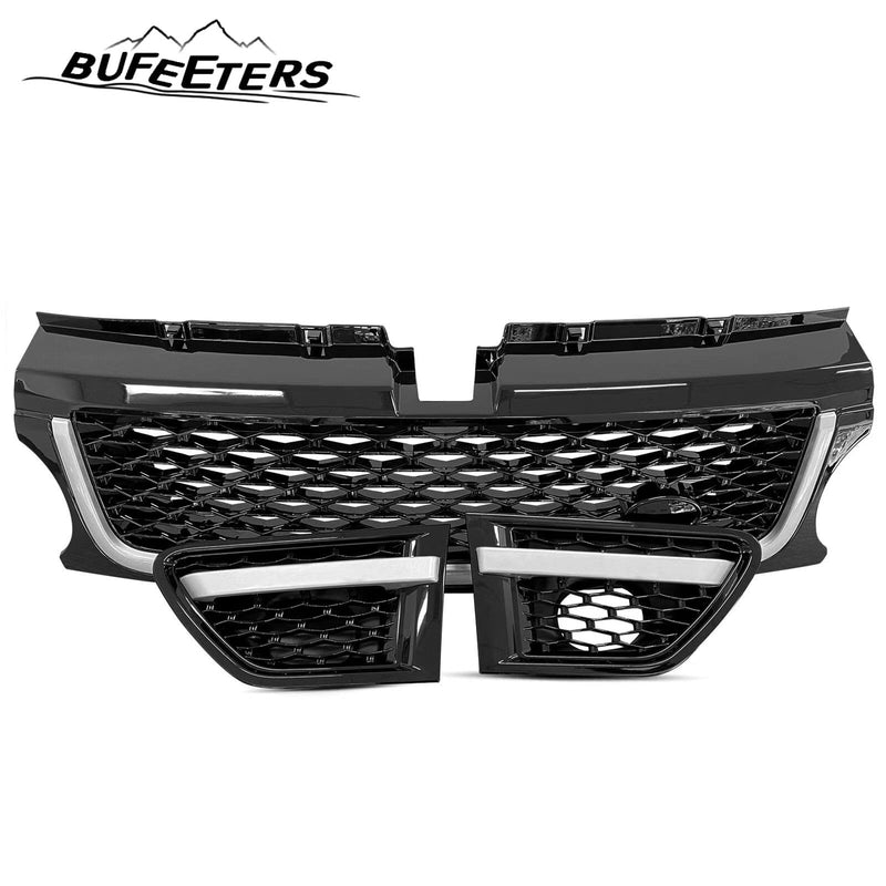 BUFEETERS  Front Grille Air Side Vent Set Fit For 2010 2011 2012 2013 Land Rover Range Rover Sport L320,Mesh Style,Black&Silver