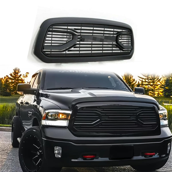 BUFEETERS  Front Upper Grille Big Horn Grill Fit For 2014 2015 2016 2017 2018 Dodge Ram 1500,Mesh Style,Matte Black