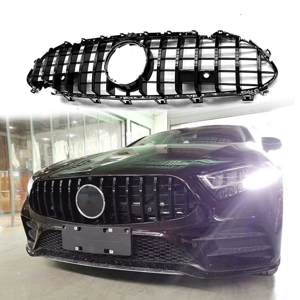 BUFEETERS  Front Bumper Upper Grille Fit For 2019 2020 2021 2022 Benz W257 C257 CLS-Class CLS300 CLS450 CLS500,GTR Style,Black