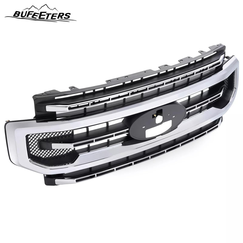 BUFEETERS Front Bumper Upper Grille Fit For 2020 2021 2022 F-250 F-350 F-450 F-550 Super Duty,Platinum Style,Silver&Black