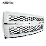 BUFEETERS Front Bumper Upper Grille Fit For 2014 2015 Chevy Silverado 1500,LTZ Style/Honeycomb Style,Summit White&Black