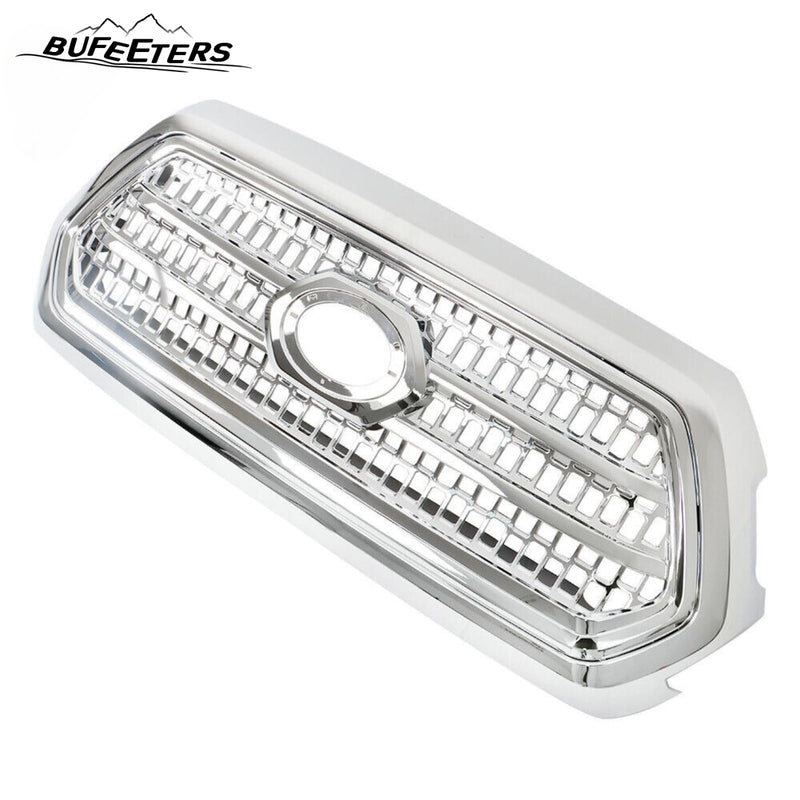 BUFEETERS Front Bumper Upper Chrome Grille Assembly Fit For 2016 2017 2018 2019 2020 2021 2022 Toyota Tacoma,Mesh Style,Chrome&Silver