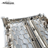 BUFEETERS Front Bumper Upper Grille Fit For 2014 2015 Chevy Silverado 1500,Honeycomb Style,Silver Ice Metallic&Chrome