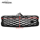 BUFEETERS Front Bumper Upper Grille w/ LED Fit For 2013 2014 2015 2016 2017 Land Rover Range Rover Vogue L405,Mesh Style,Gloss Black