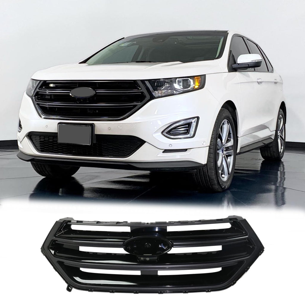 BUFEETERS  Front Upper Grille Assembly With Camera Hole Fit For 2015 2016 2017 2018 Ford Edge Sport,Factory Style,Black