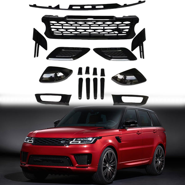 BUFEETERS   Front Side Rear Vent Grille Trim Moulding Fit For Range Rover Sport 2014 2015 2016 2017,Piano Black