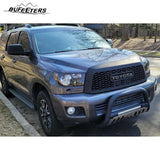 BUFEETERS Front Bumper Upper Grille w/LED Lights Fit For 2010 2011 2012 2013 2014 2015 2016 2017 2018 Toyota Sequoia,Mesh Style,Matte Black