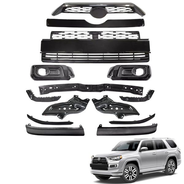 BUFEETERS  14PCS Front Bumper Grille Assembly Body Kits Fit For 2014 2015 2016 2017 2018 2019 Toyota 4Runner Limited,Factory Style,Black