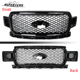 BUFEETERS  Front Upper Grille Grill Assembly Fit For 2018 2019 2020 Ford F-150,Honeycomb Style,Agate Black
