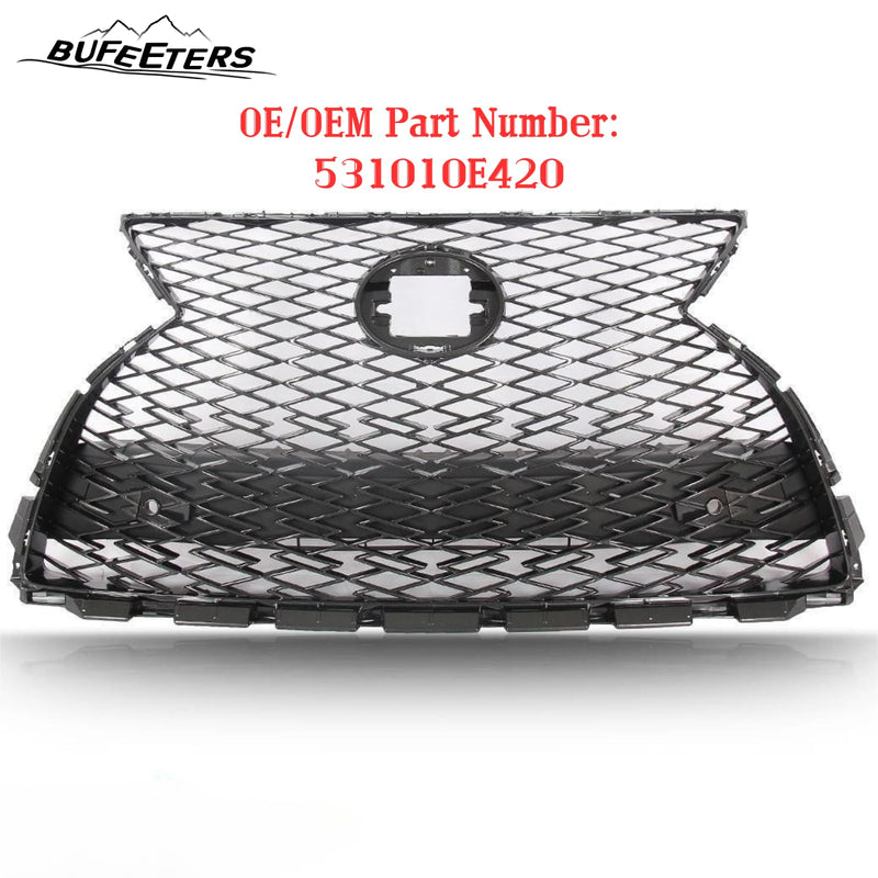 BUFEETERS  Front Upper Grille Assembly Fit For 2020 2021 2022 Lexus RX350 RX450h F Sport,Mesh Style,Chrome&Gray