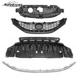 BUFEETERS  14PCS Front Bumper Upper Lower Grille Fog lights Bezel Fit For 2013 2014 2015 Honda Civic Sedan,Honeycomb Style,Chrome&Black