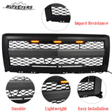 BUFEETERS Front Bumper Hood Upper Grille w/Light Fit For 2014 2015 Chevy Silverado 1500,Honeycomb Style,Gloss Black