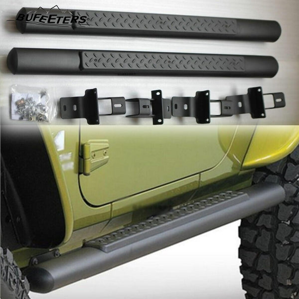 BUFEETERS Side Step Running Board Nerf Bar Fit For 2018 2019 2020 2021 2022 2023 2024 Jeep Wrangler JL 2 Door,Black