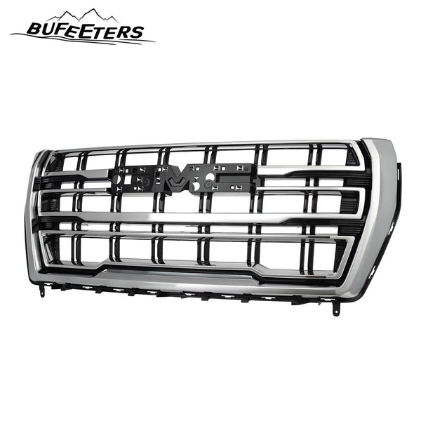 BUFEETERS Front Bumper Upper Grille Fit For 2021 2022 2023 GMC Yukon/Yukon XL SLT AT4,Mesh Style,Black&Chrome