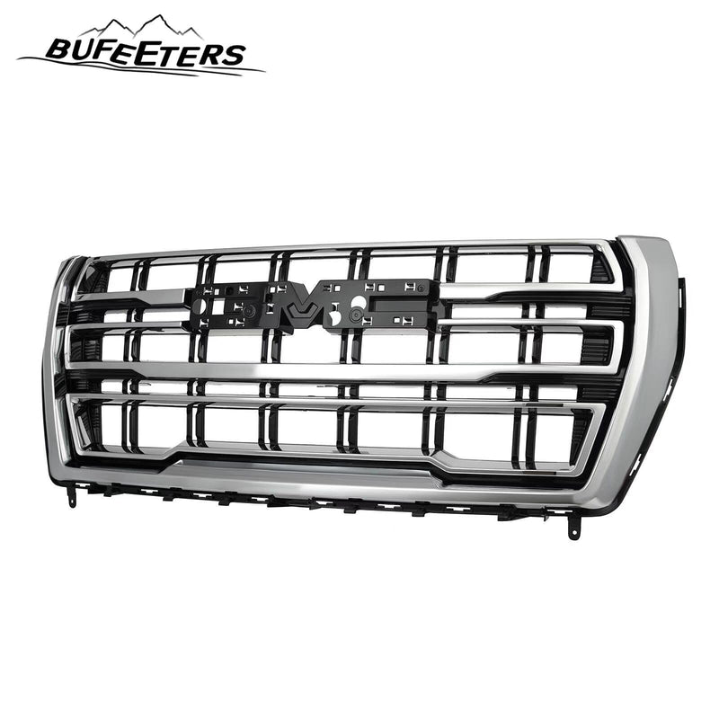 BUFEETERS Front Bumper Upper Grille Fit For 2021 2022 2023 GMC Yukon/Yukon XL SLT AT4,Mesh Style,Black&Chrome