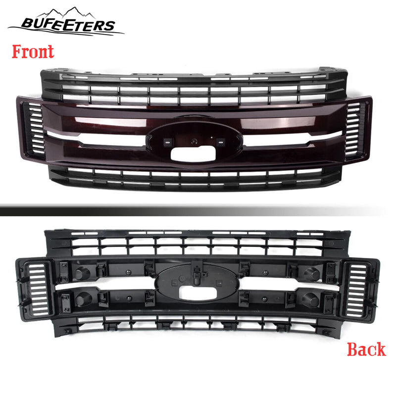 BUFEETERS Front Bumper Upper Grille Fit For 2017 2018 2019 F-250 F-350 F-450 F-550 Super Duty,XL Style,Magma Red&Matte Black