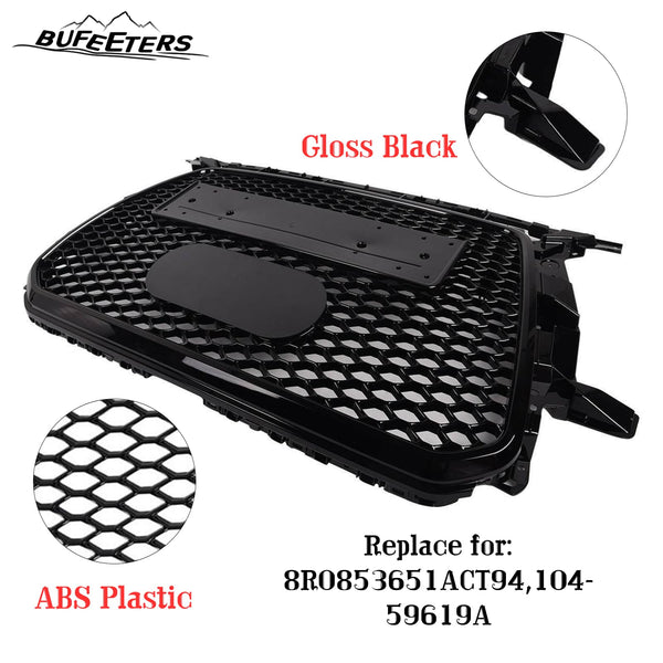 BUFEETERS  Front Bumper Mesh Honeycomb Sport Hex Grille Fit For 2013 2014 2015 2016 2017 Audi Q5 SQ5,RSQ5 Style,Gloss Black