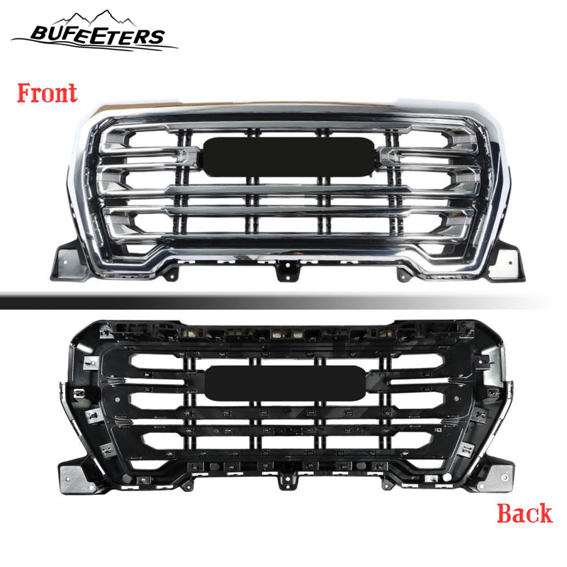 BUFEETERS Front Bumper Upper Chrome Grille Fit For 2019 2020 2021 GMC Sierra 1500 SLT,Factory Style