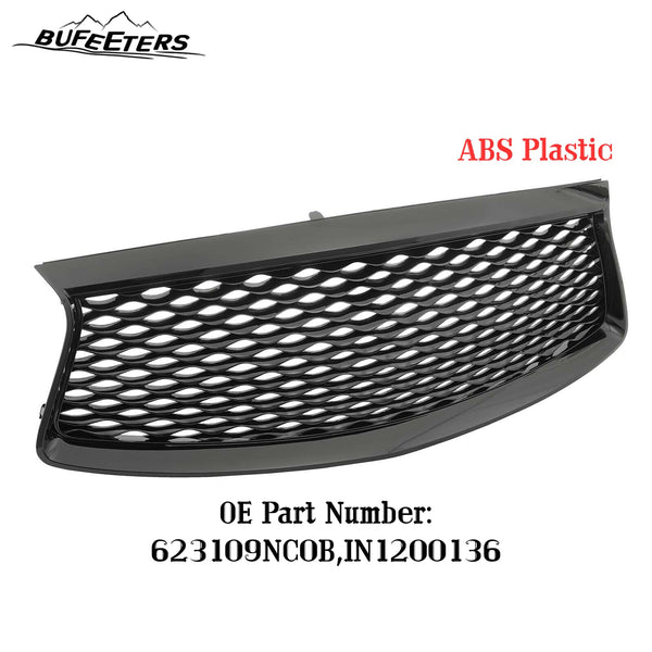 BUFEETERS  Front Bumper Upper Grille Fit For 2016 2017 2018 2019 2020 INFINITI QX60,Mesh Style,Gloss Black
