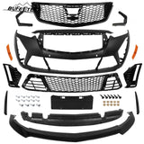 BUFEETERS Front Bumper Cover Grille Molding Trim Lip Fog Light Bezel Facelift Set Fit For 2020 2021 2022 2023 2024 Cadillac CT5,Blackwing Style,Black
