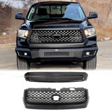 BUFEETERS  Front Grille Grill & Hood Bulge  Fit For 2014 2015 2016 2017 2018 2019 2020 Toyota Tundra,Honeycomb Style,Gloss Black&Matte Black