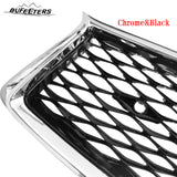 BUFEETERS   Front Bumper Upper Grille Fit For 2018 2019 2020 2021 2022 2023 INFINITI Q50 W/Sensor Holes,Mesh Style,Chrome&Black