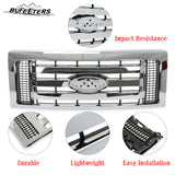 BUFEETERS  Front Upper Grille Fit For 2009 2010 2011 2012 2013 2014 Ford F150 F-150 XLT,Chrome Shell w/ Black Insert