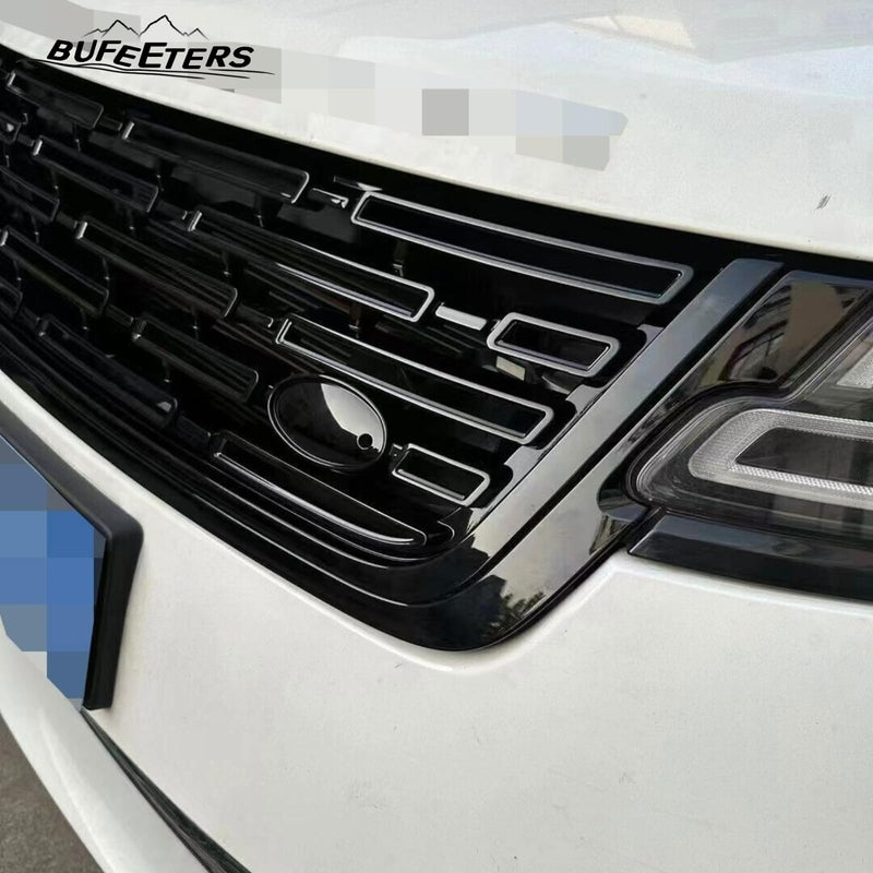 BUFEETERS  Front Bumper Upper Grille Fit For 2017 2018 2019 2020 2021 2022 2023 2024 Range Rover Velar,Mesh Style,Gloss Black
