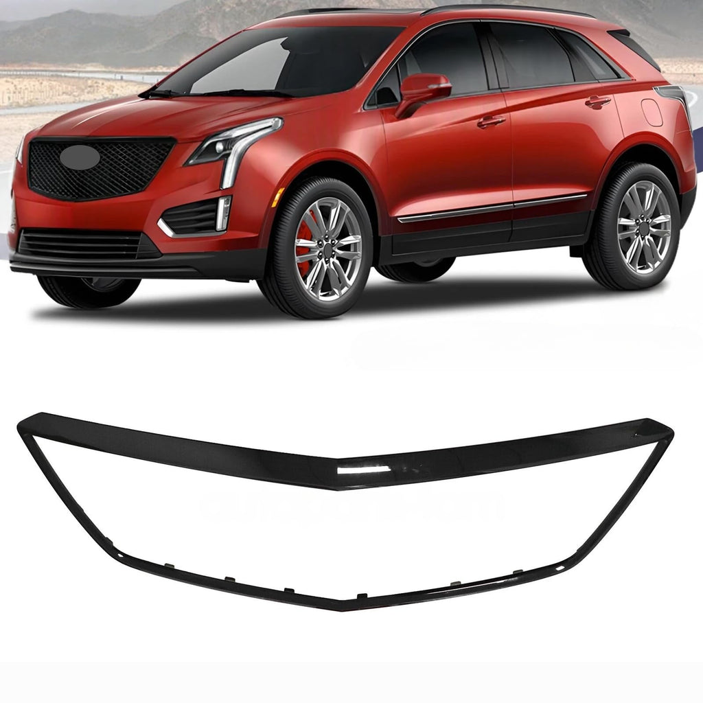 BUFEETERS   Front Bumper Upper Grille Outer Surround Frame Fit For 2017 2018 2019 2020 2021 2022 2023 Cadillac XT5,Factory Style,Gloss Black