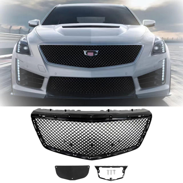 BUFEETERS  Front Bumper Hood Grille  Black Fit For 2014 2015 2016 2017 2018 2019 Cadillac CTS Sedan B Style