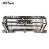 BUFEETERS Front Bumper Upper Grille Fit For 2019 2020 2021 GMC Sierra 1500,Denali Style,Smoked Chrome&Black