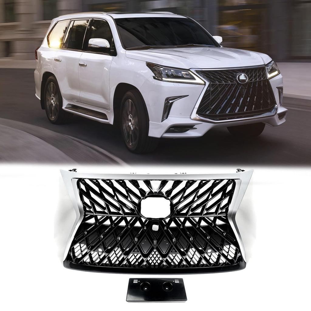 BUFEETERS Front Upper Grille Fit For 2014 2015 2016 2017 2018 2019 2020 2021 2022 LEXUS GX460,Factory Style,Chrome&Black