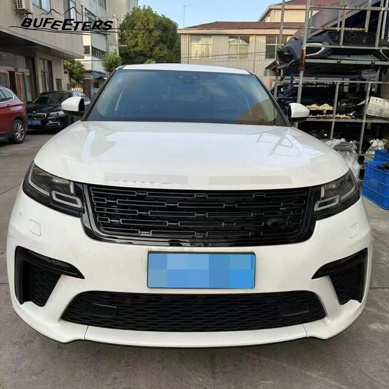 BUFEETERS  Front Bumper Upper Grille Fit For 2017 2018 2019 2020 2021 2022 2023 2024 Range Rover Velar,Mesh Style,Gloss Black
