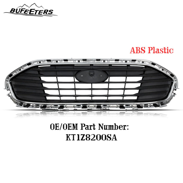 BUFEETERS Front Upper Grille W/ Chrome Molding Trim Fit For 2019 2020 2021 2022 2023 Ford Transit Connect,Mesh Style,Chrome&Black